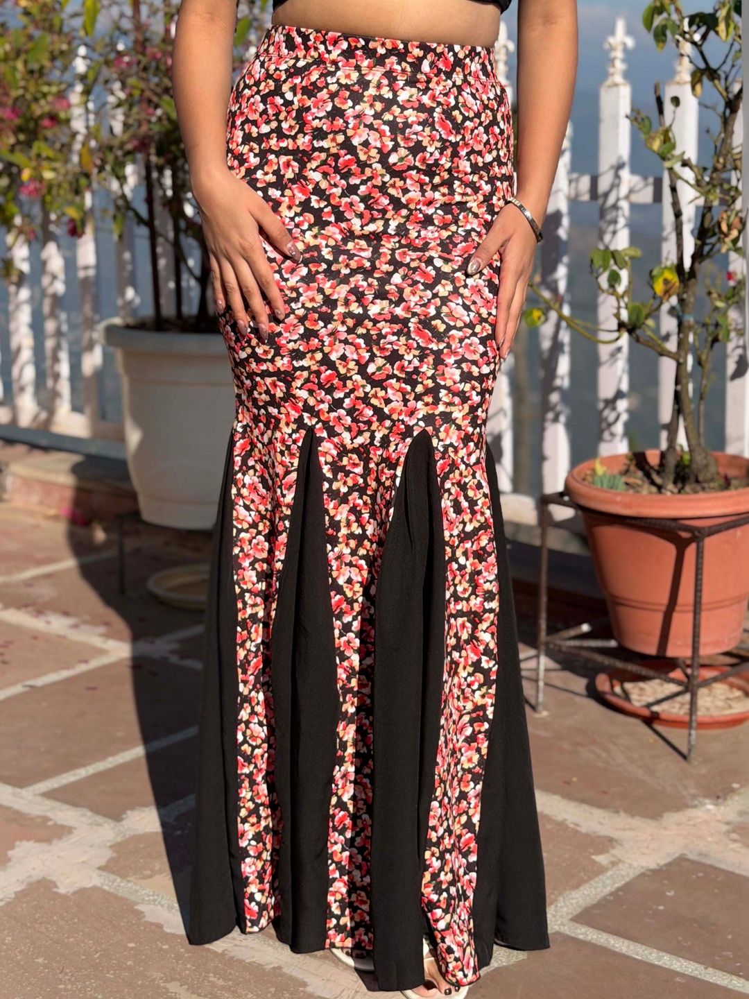 BAESD Printed Trumpet Maxi Skirt