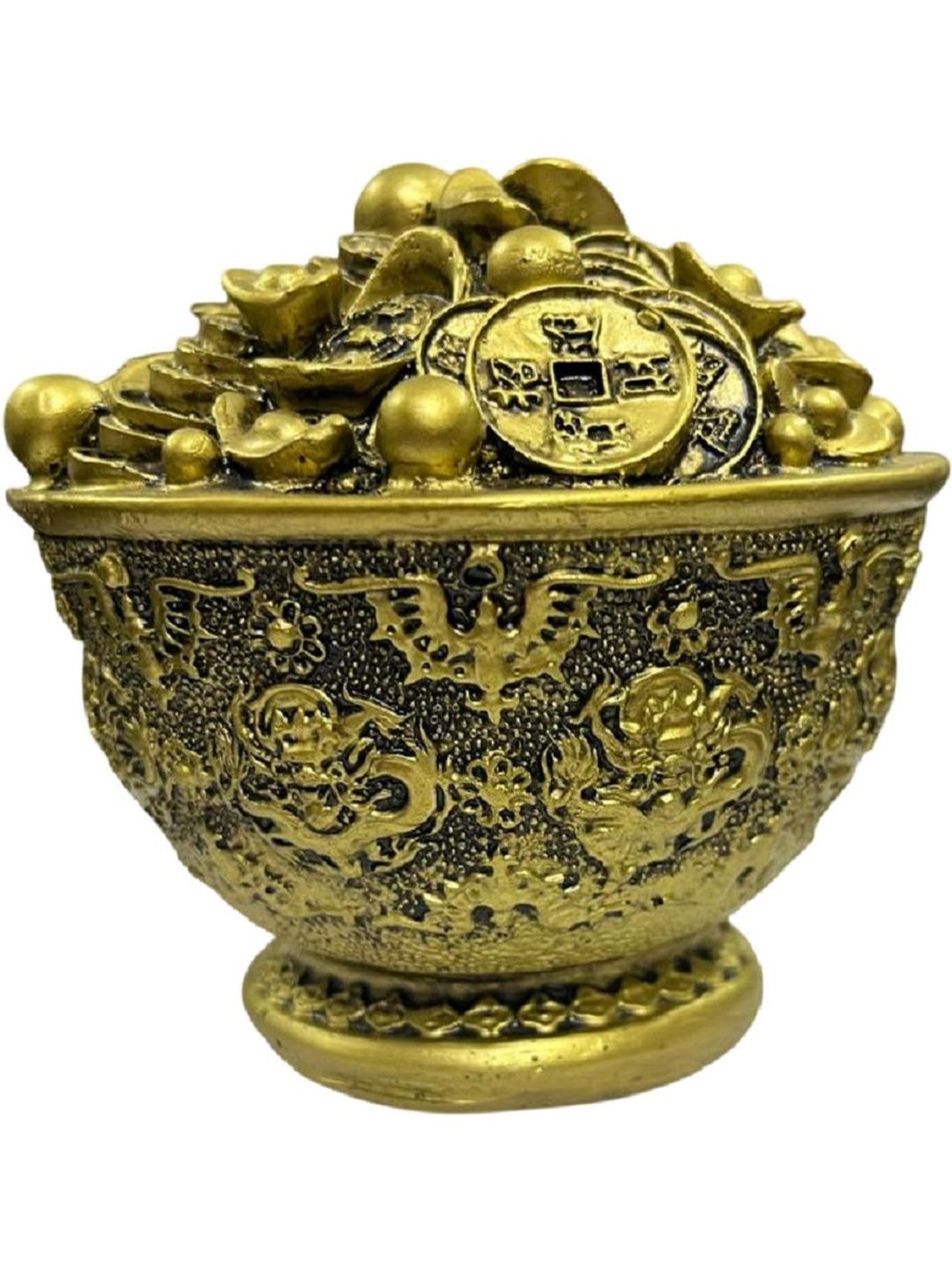 numeroastro Yellow Textured Feng Shui Wealth Bowl Showpieces