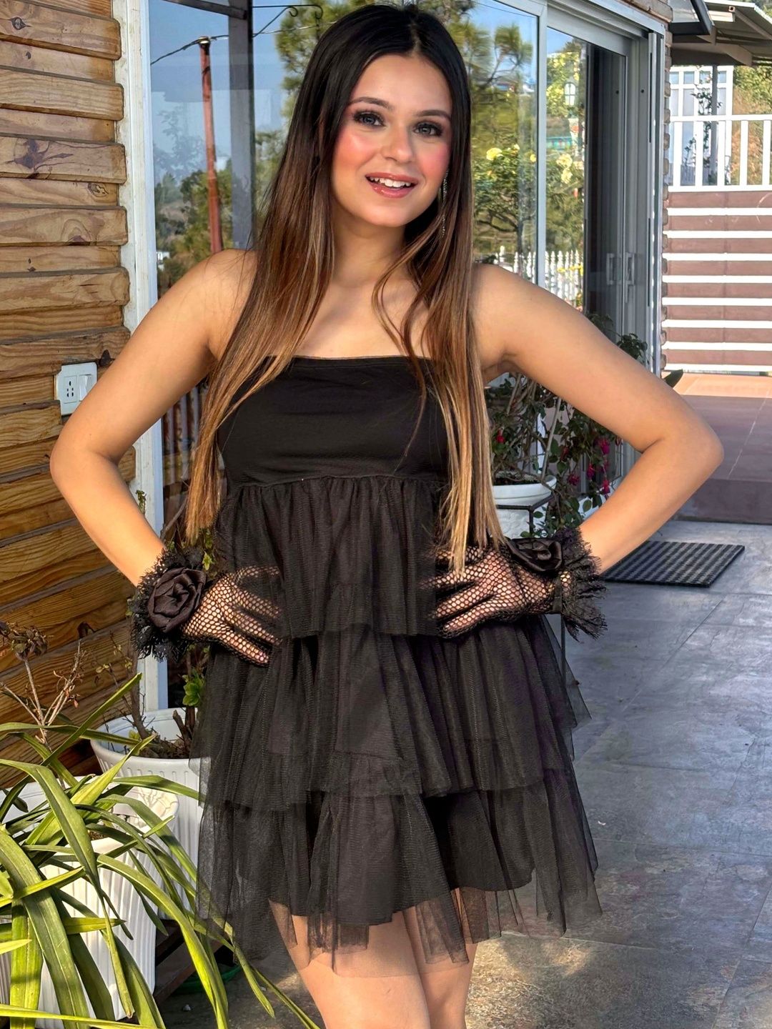 BAESD Ruffled Net Dress