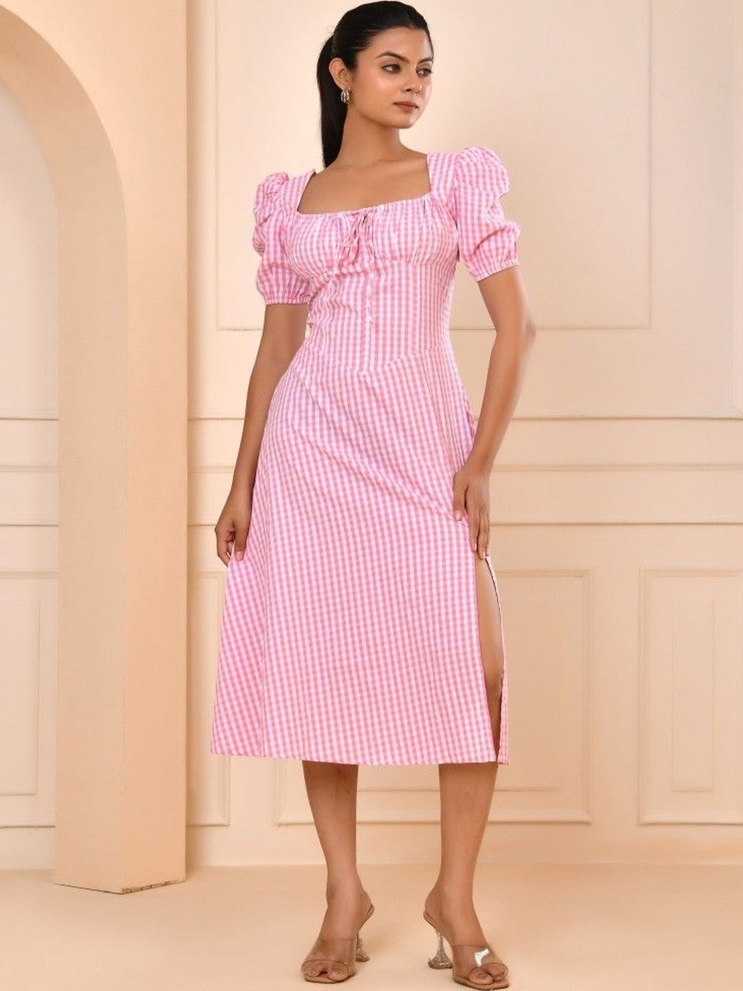 white christmas dresses Chablis Gathered Bust Puff Sleeve Midi Dress White main image 1