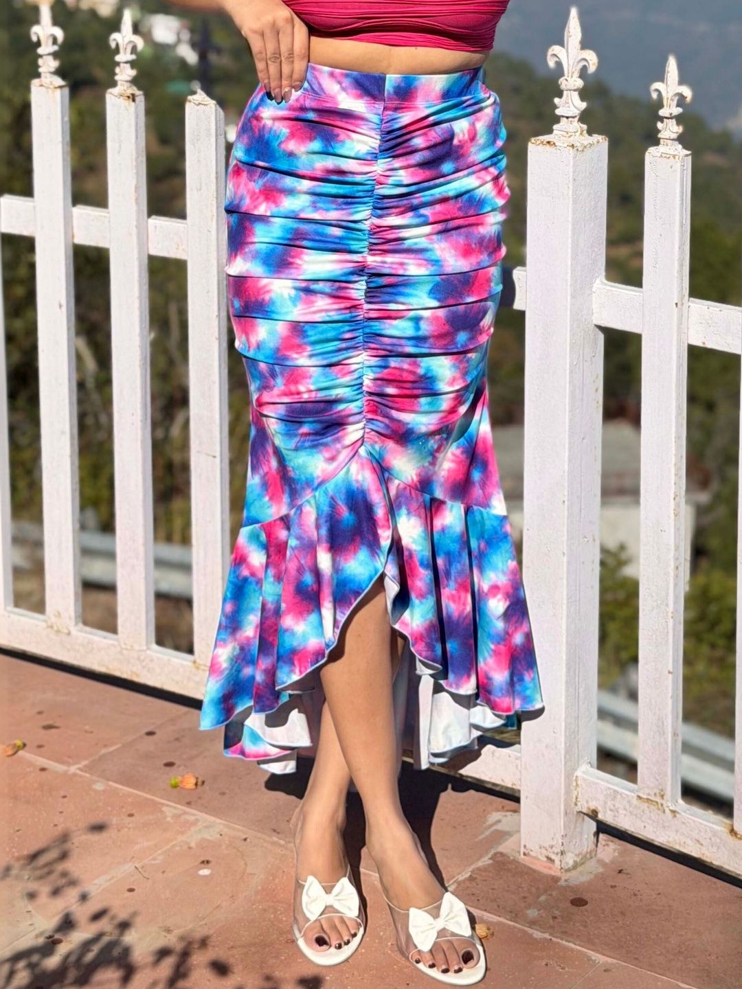 BAESD Dyed Trumpet Midi Skirt