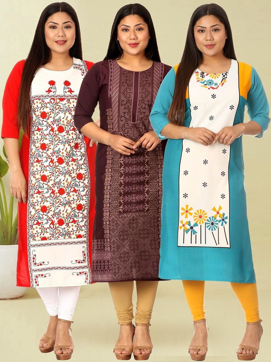 popmantra Women Ethnic Motifs Printed Crepe Kurta