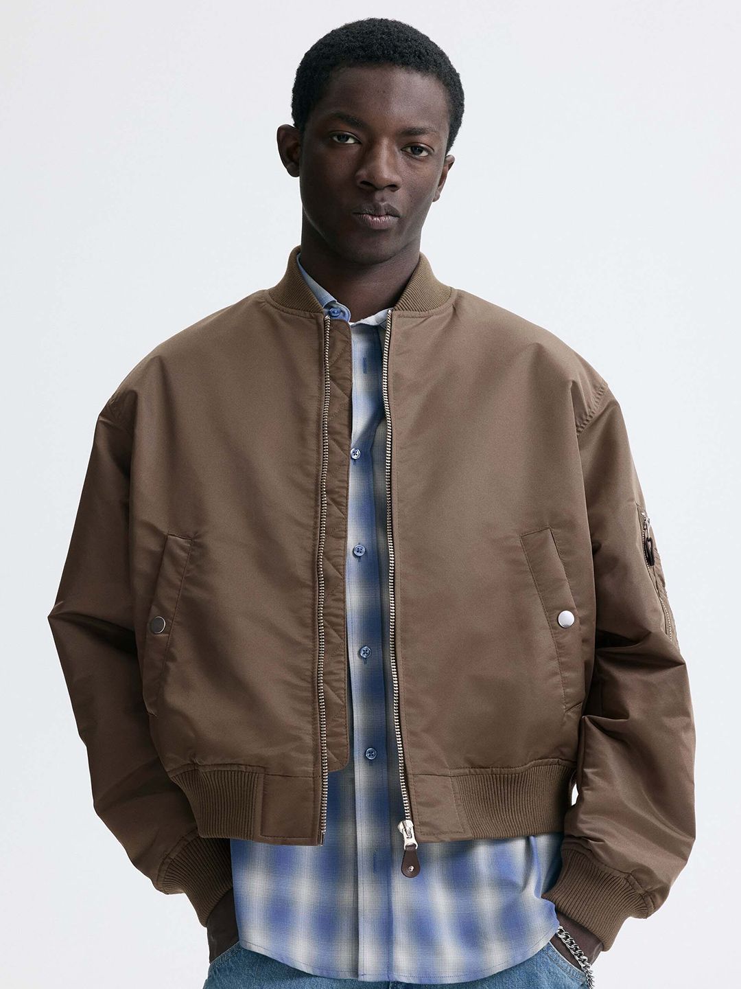 H&M Padded Nylon Bomber Jacket