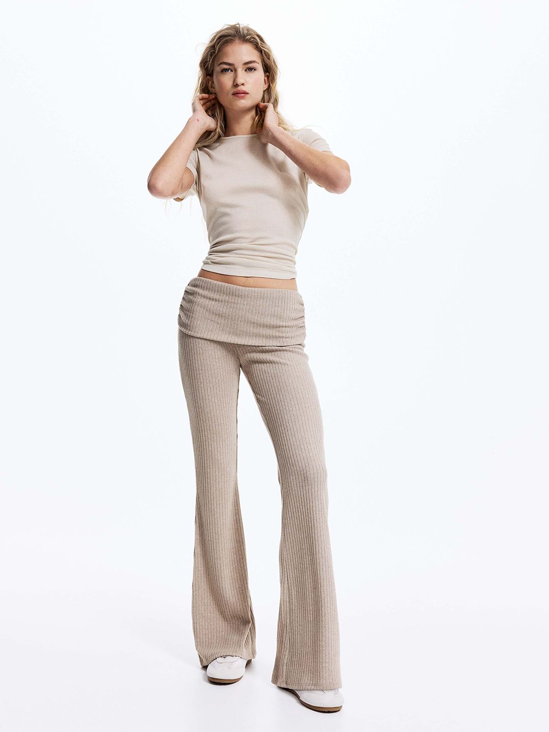 Buy H&M Rib-Knit Foldover-Waist Leggings - Leggings for Women