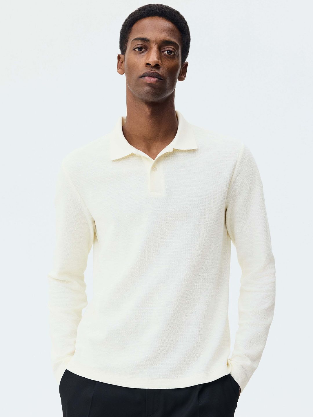 H&M Slim Fit Long-Sleeve Polo Shirt