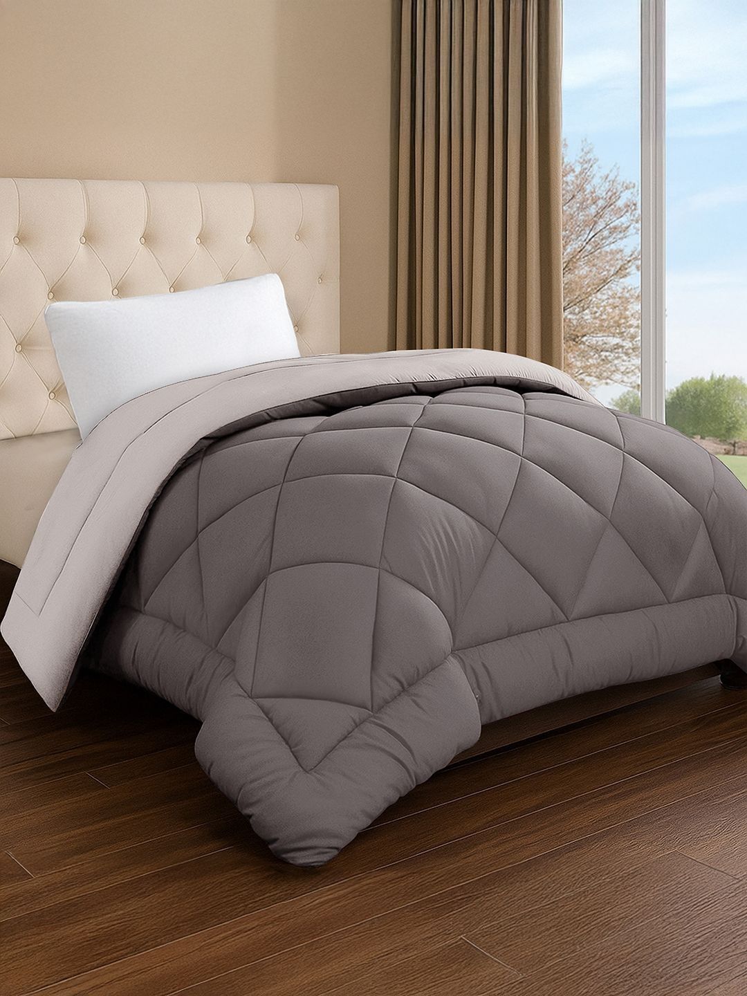 Story@home Story@home Cream-Coloured & Brown Microfiber AC Room 210 GSM Comforter