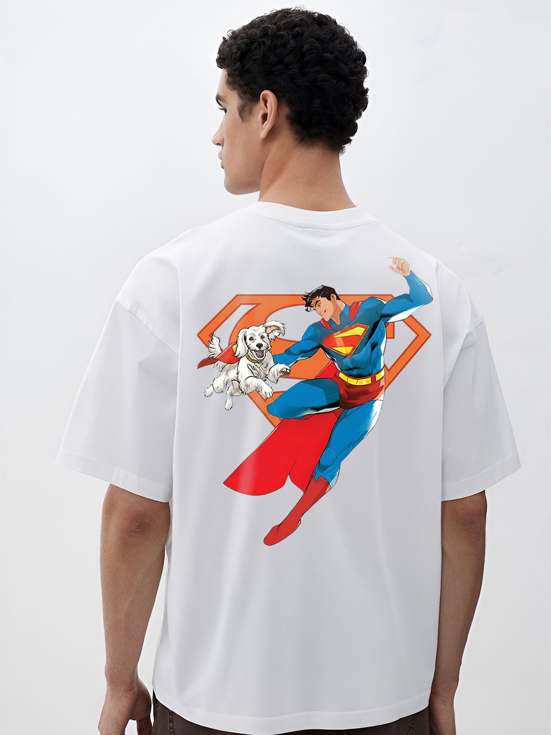 BDSQUARE Men Superman Printed Drop-Shoulder Sleeves T-shirt