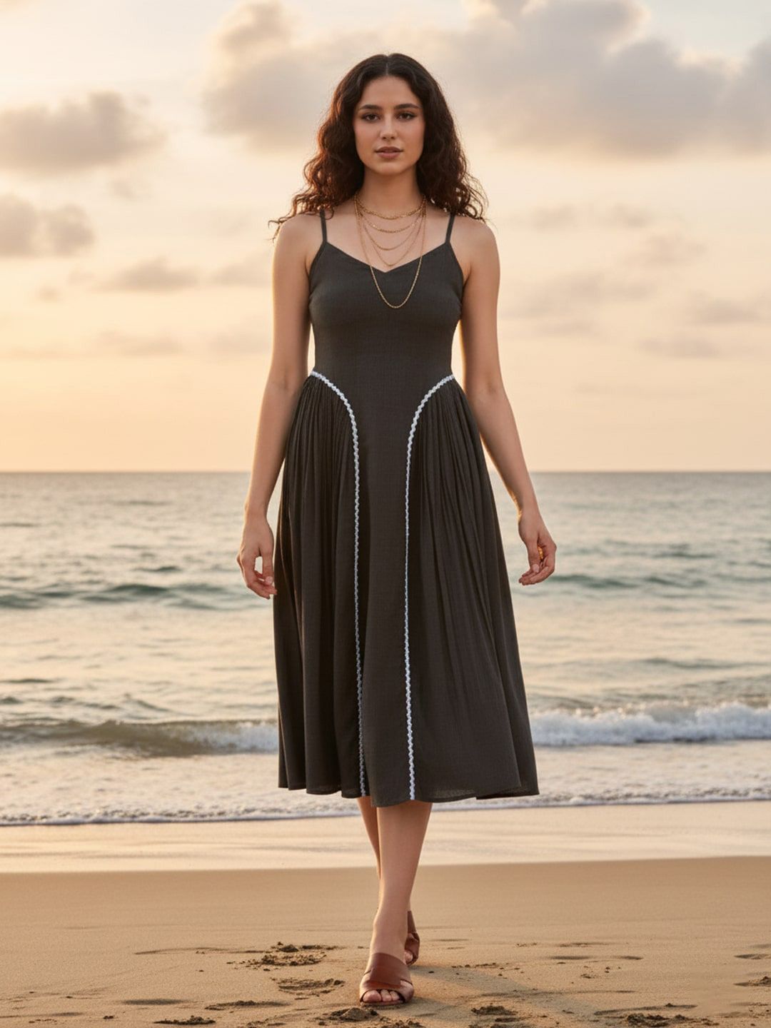 Buy OBSHIVKA Linen Fit & Flare Midi Dress - Dresses for Women