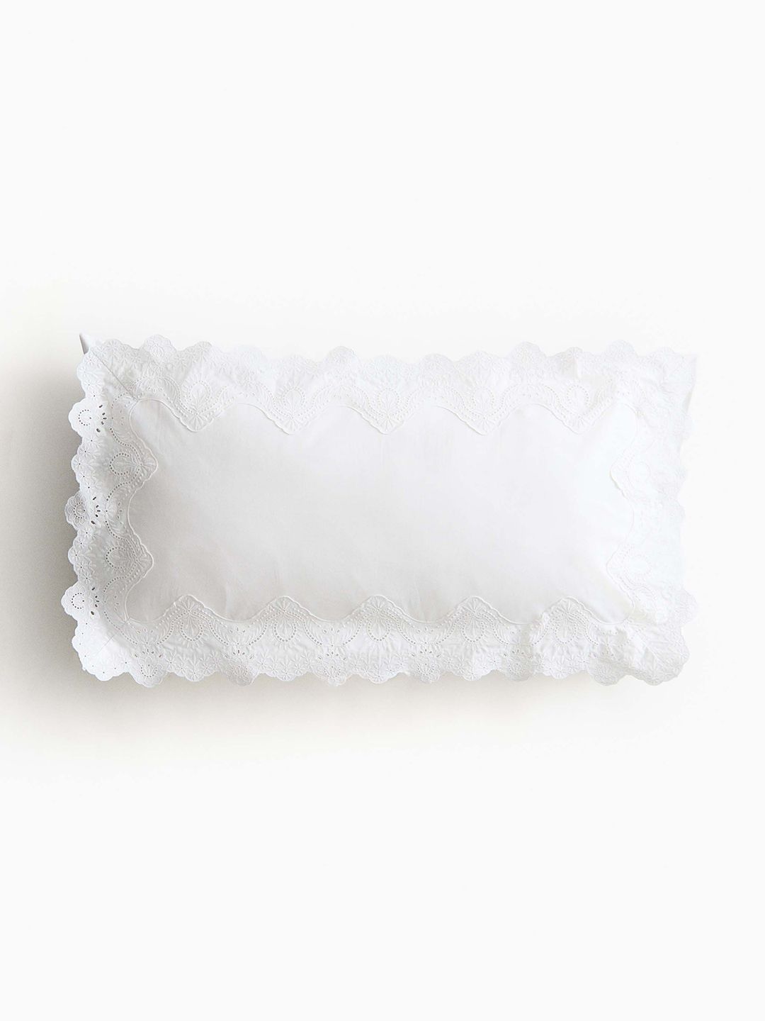 H&M H&M White Pure Cotton Lace-Trimmed Pillowcase