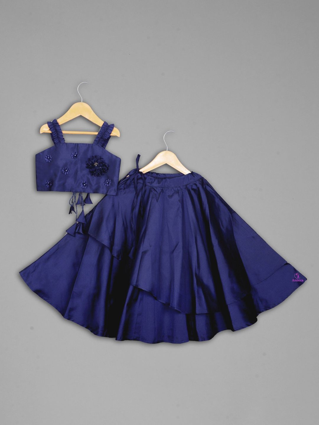 VidiRna Girls Embellished Beads and Stones Ready to Wear Lehenga &
