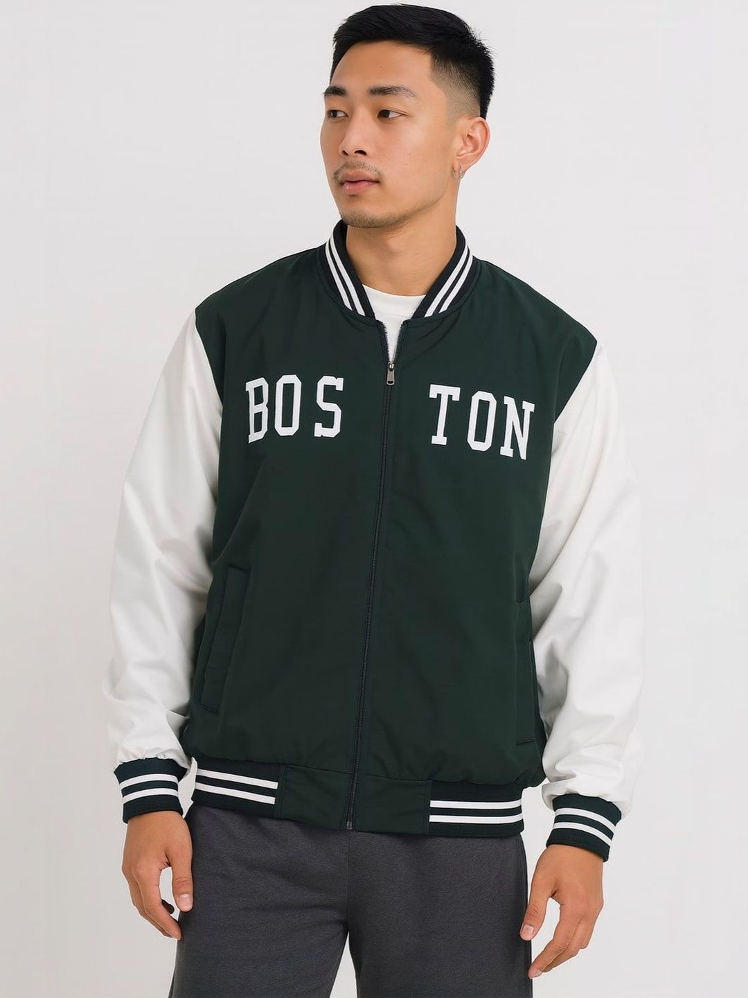 BAESD Men Typography Colourblocked Lightweight Varsity Jacket