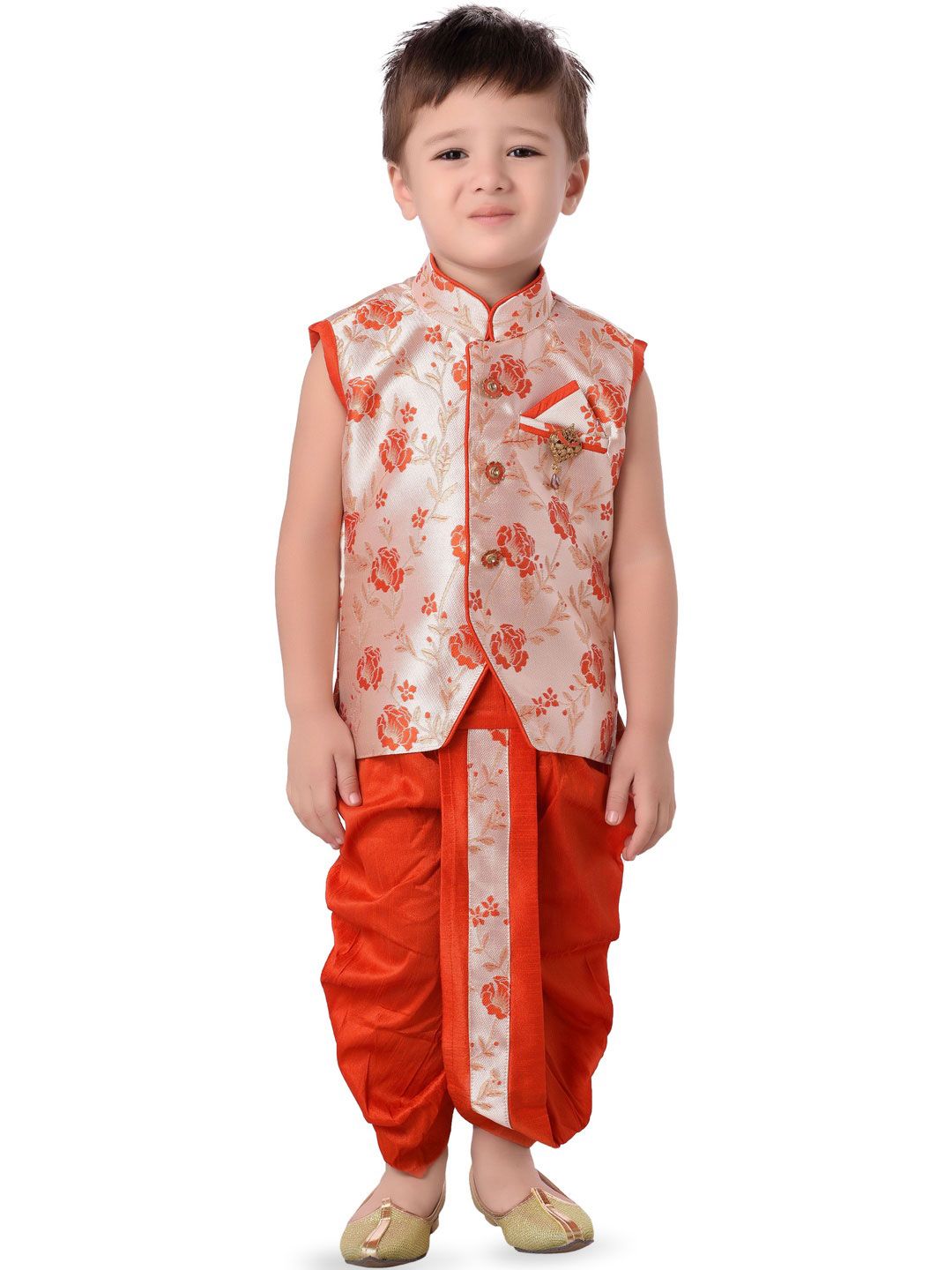 Sangria Boys Woven Designed Mandarin Collar Kurta & Dhoti Pants Kurta Sets