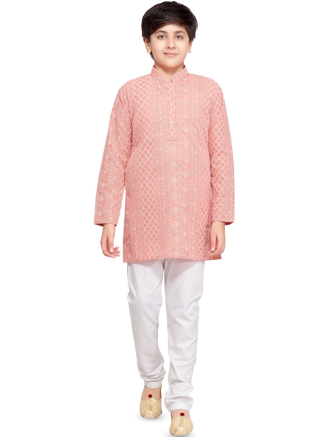 Sangria Embroidered  Mandarin Collar Kurta & Pyjamas Kurta Sets