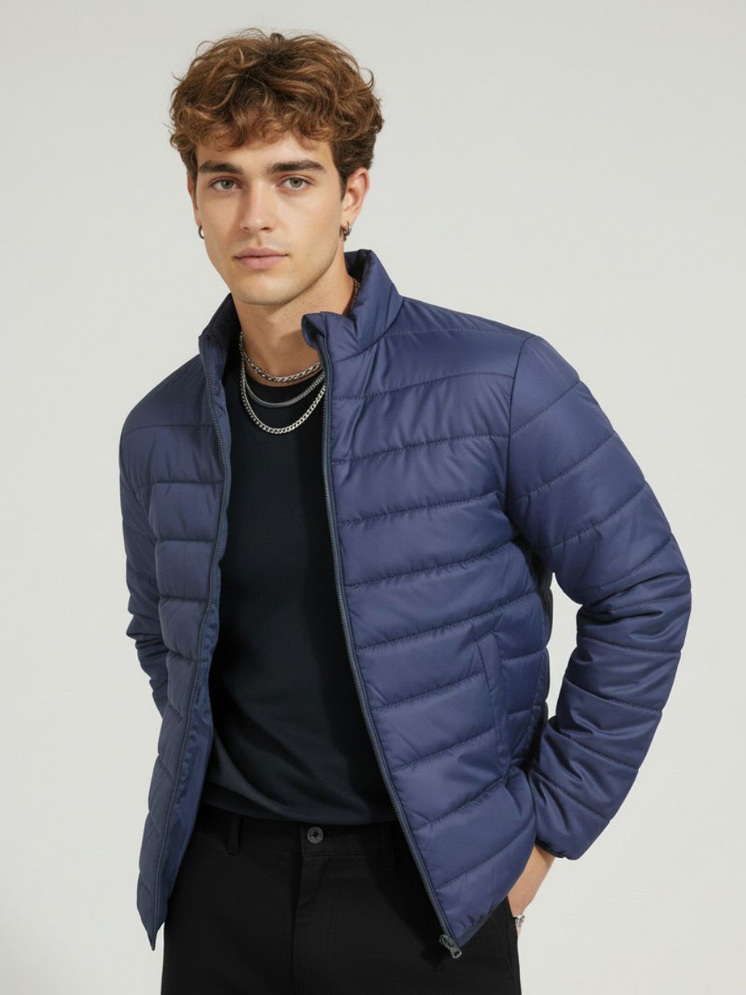 glitchez Mock Collar Padded Jacket