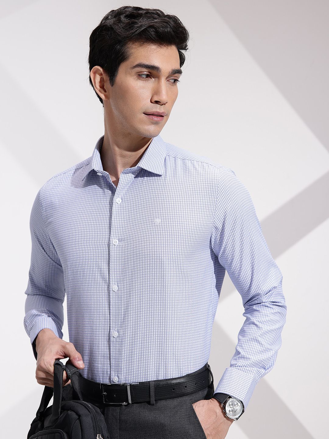 INVICTUS Slim Fit Micro Checks Formal Shirt