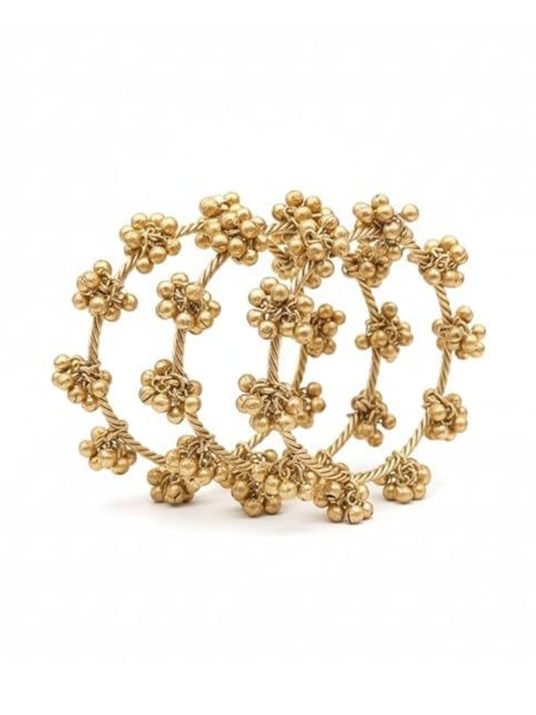 SZN Set Of 4 Gold-Plated Beaded Kashmiri Bangles