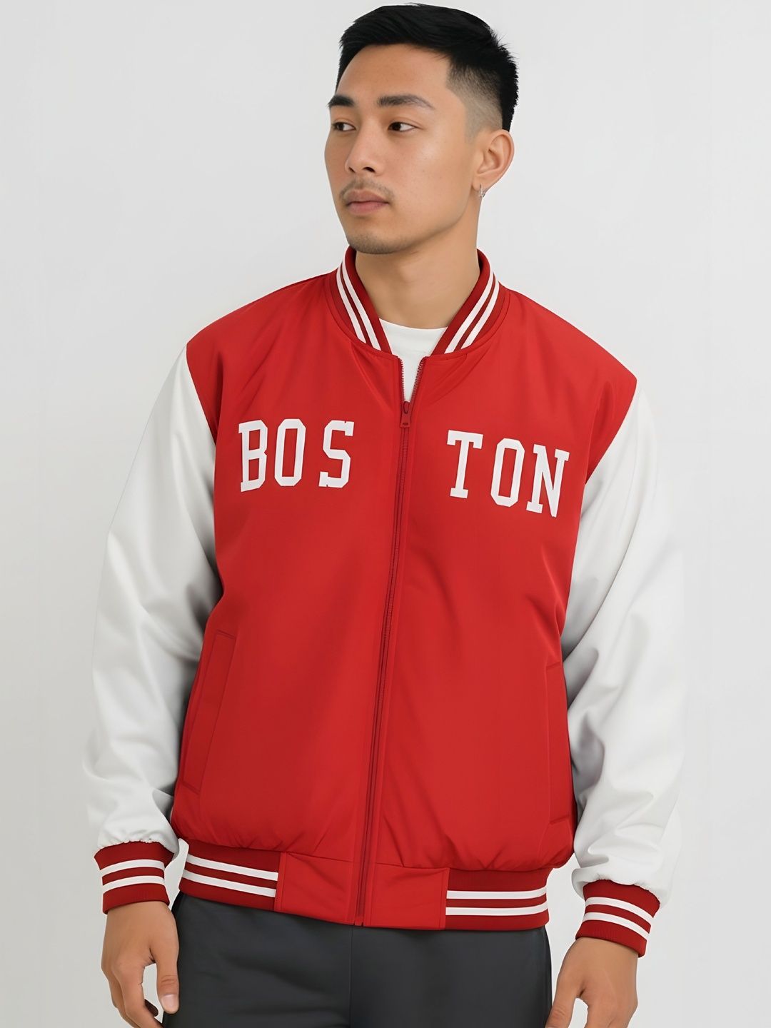 BAESD Men Typography Colourblocked Lightweight Varsity Jacket