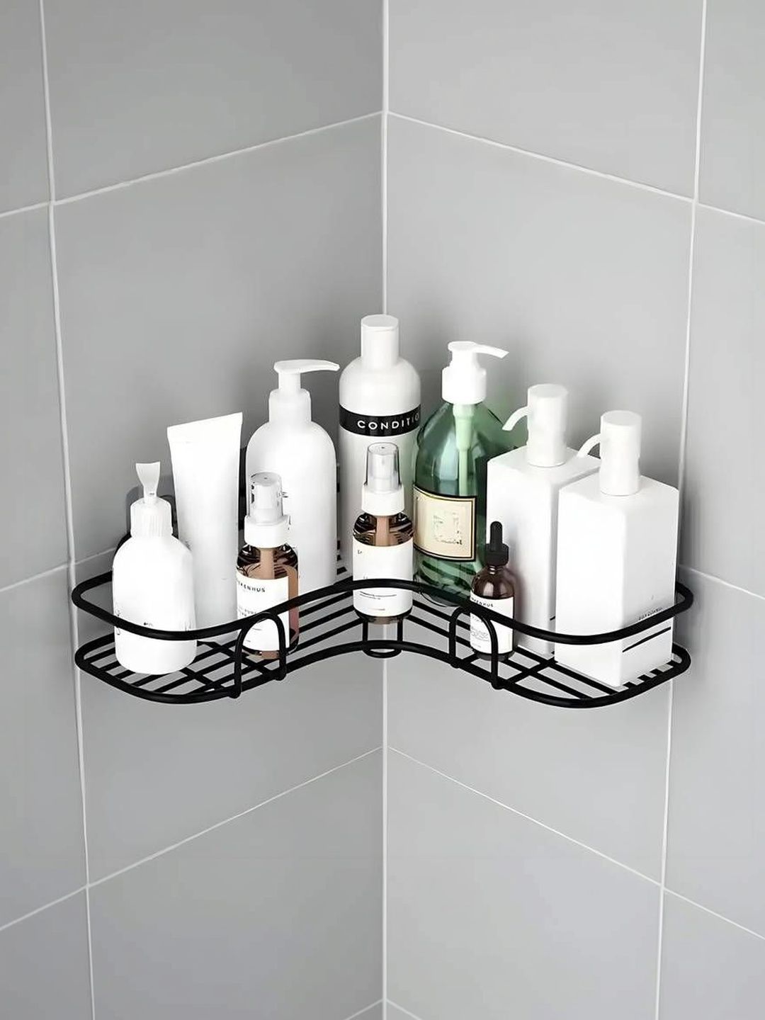GLOXY Black & Black Solid Stainless Steel Bathroom Caddy
