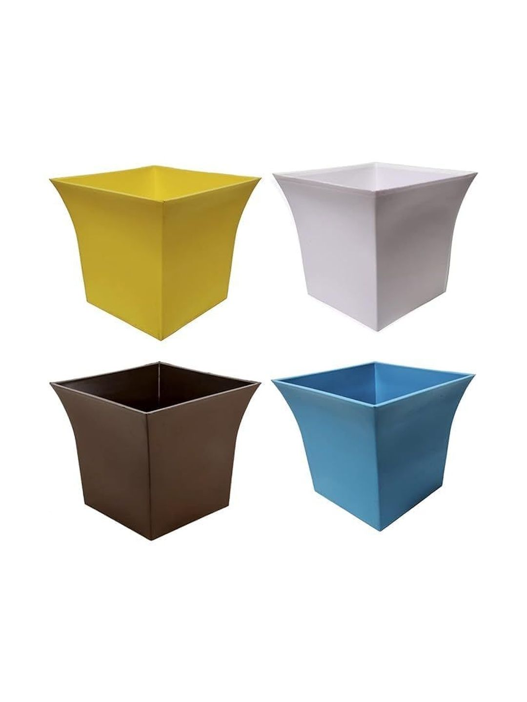 BLUEVISTA 4 Pcs Blue & Yellow Durable Square Pots