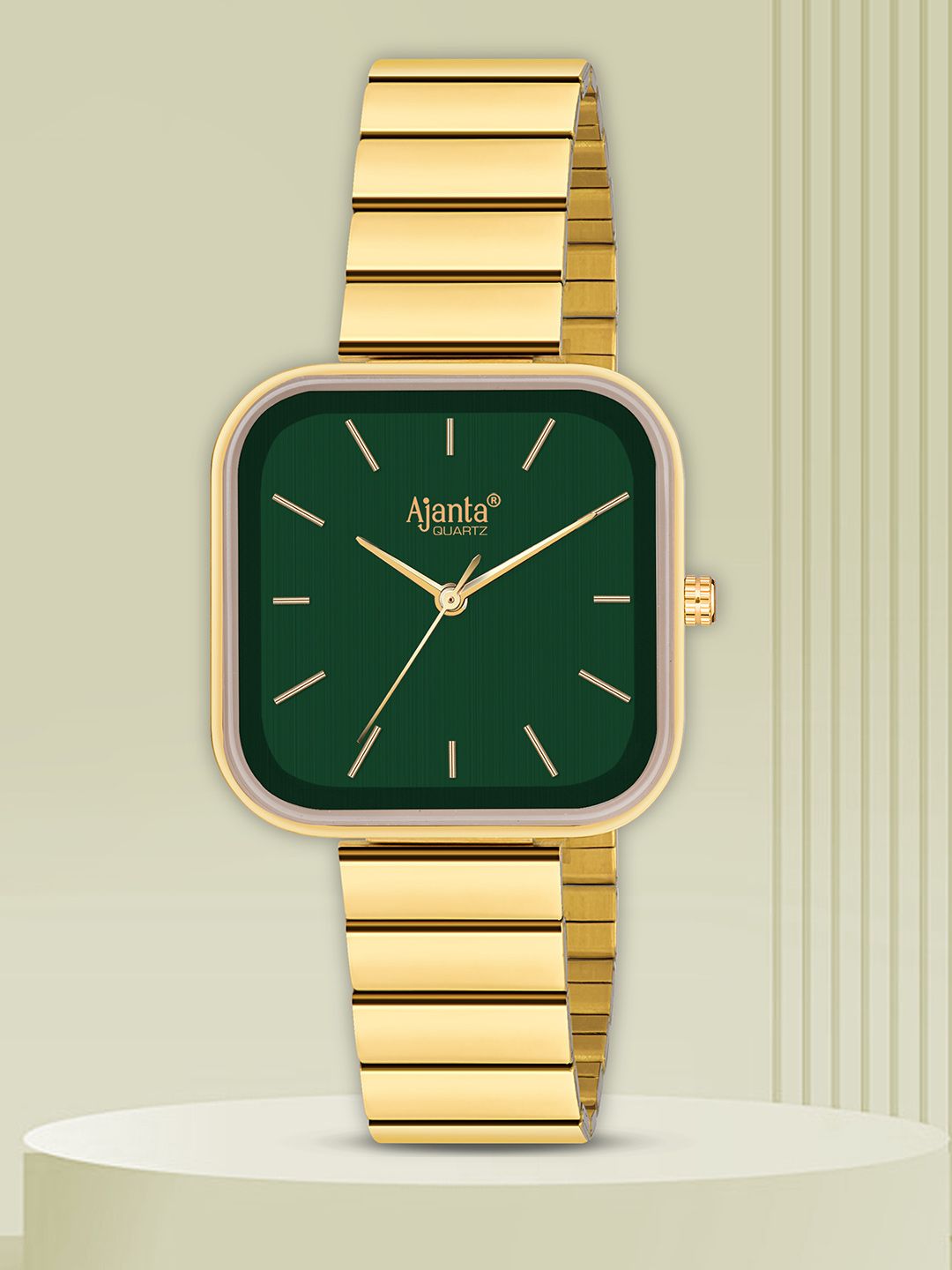 Ajanta Quartz Ajanta Quartz Women Patterned Dial & Stainless Steel Straps Analogue Watch AWC124ESL -02