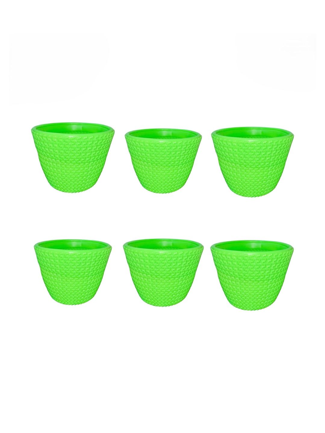 BLUEVISTA 6-Pcs Green Textured Bail Pot Planters