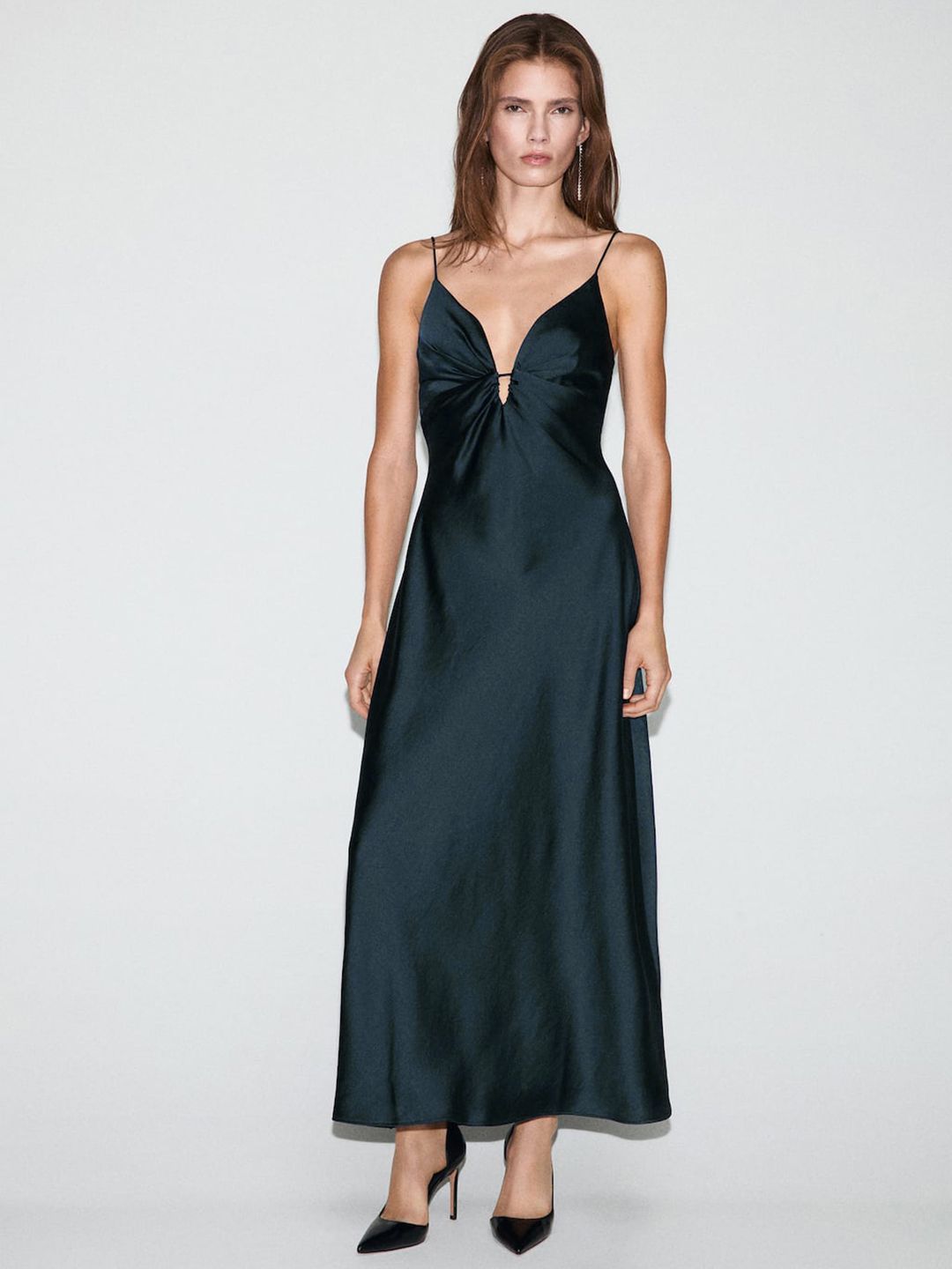 Satin A-Line Midi Dress
