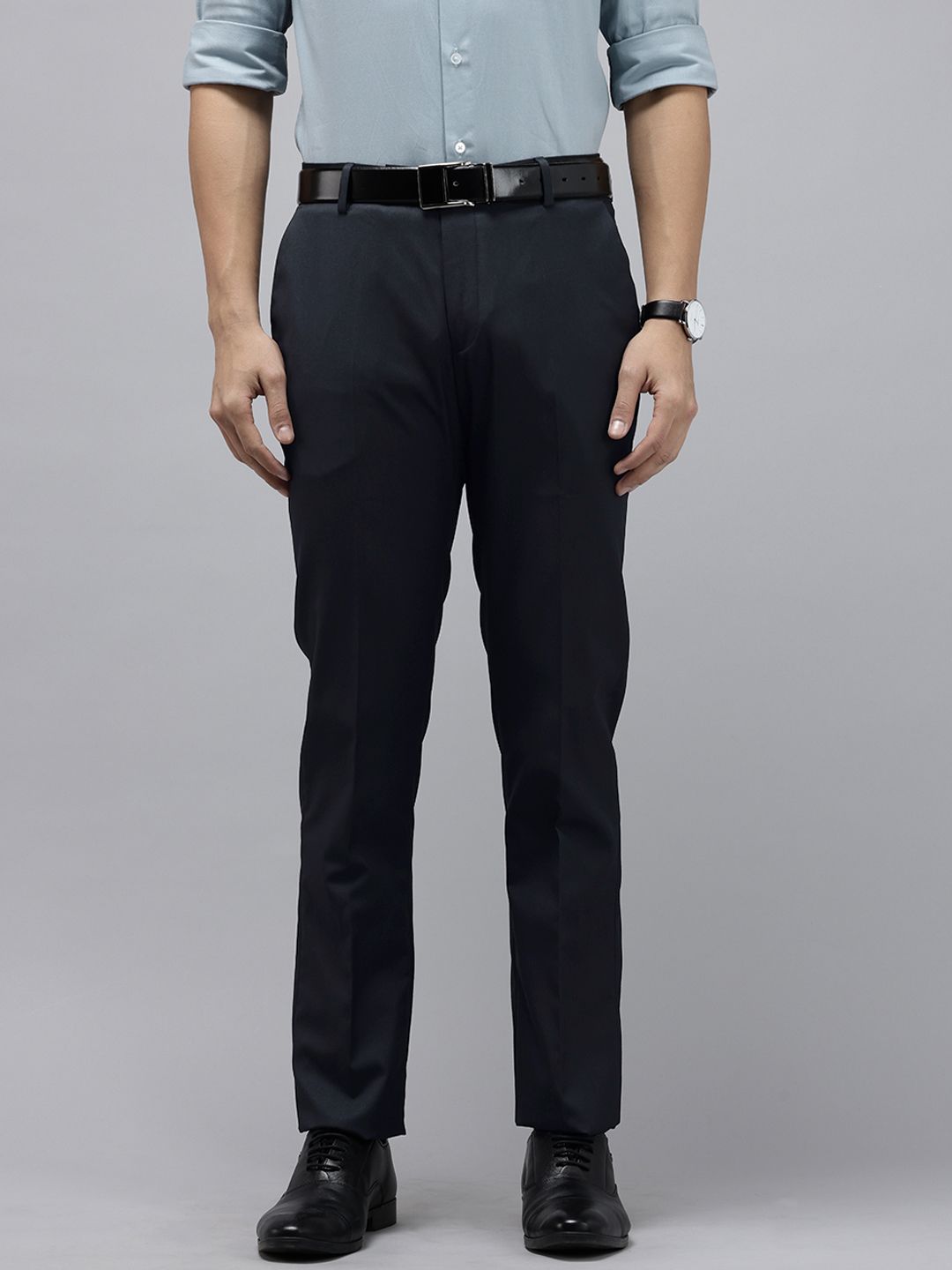 Arrow Men Tapered Fit Self Design Textured Formal Trousers
