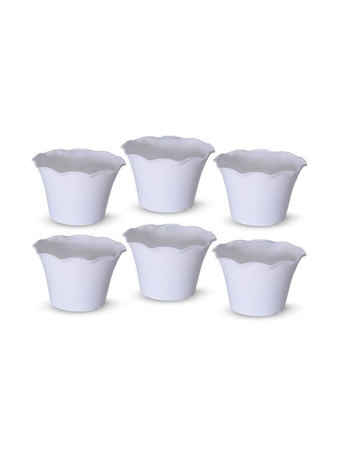 BLUEVISTA 6-Pcs White Textured Pot Planters