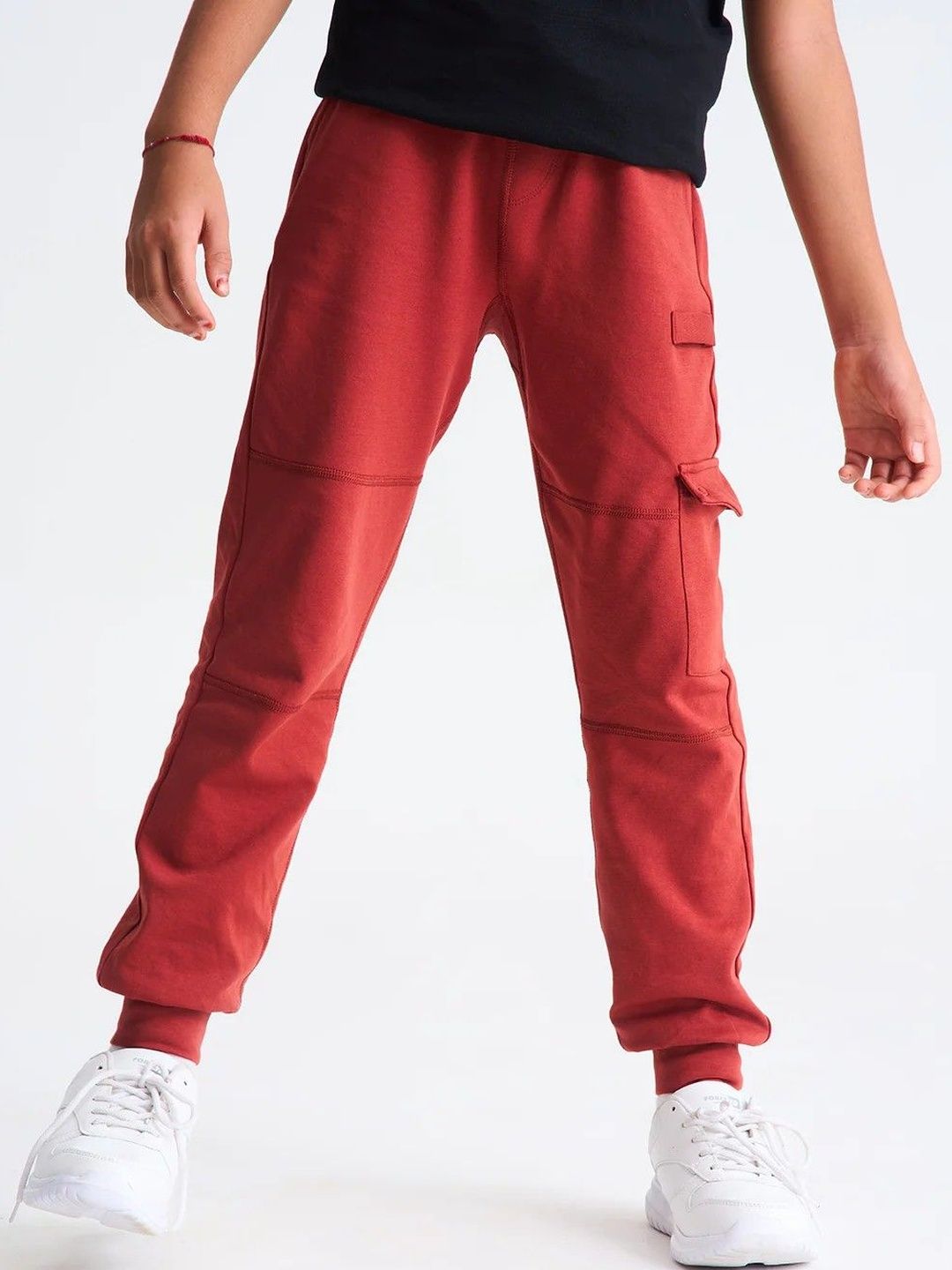Dotokids Kids Cotton Rich Cargo Joggers With Adjustable Waist
