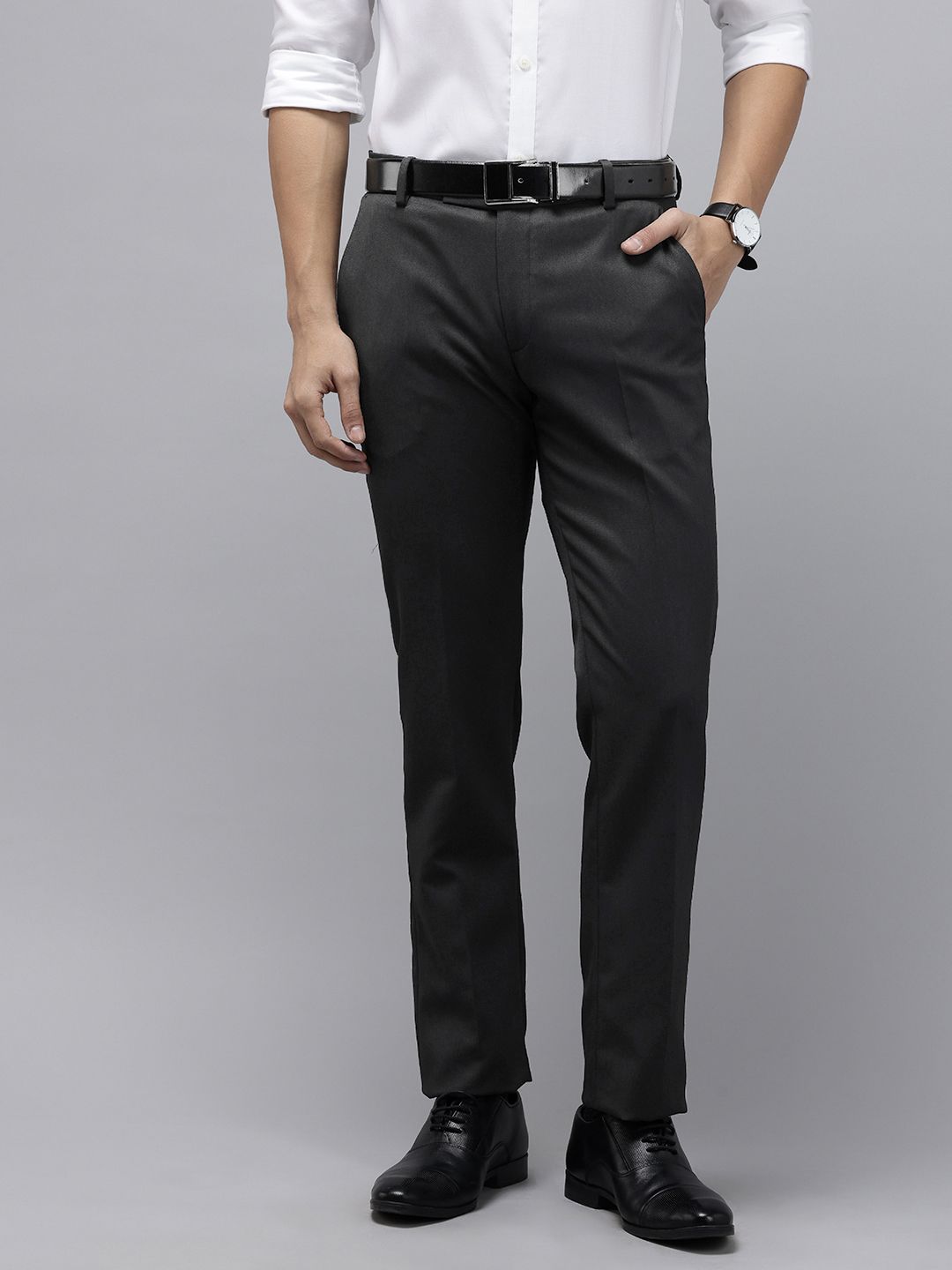 Arrow Men Self-Design Hudson Tailored Fit Formal Trousers