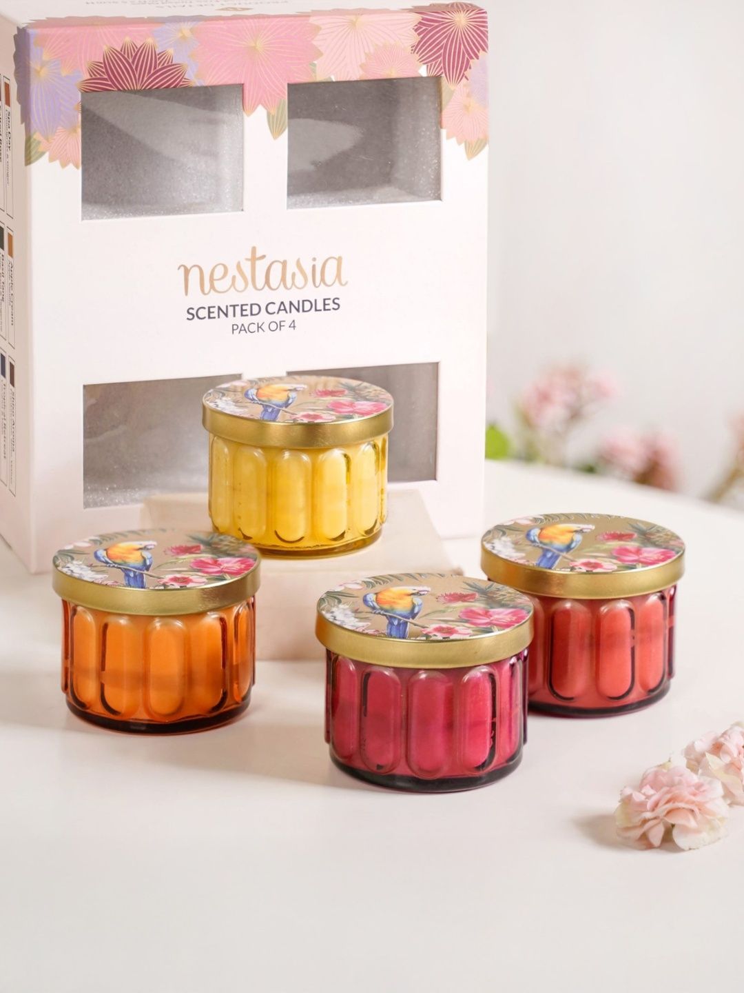 Nestasia Red & Yellow 4 pieces Jar Candle