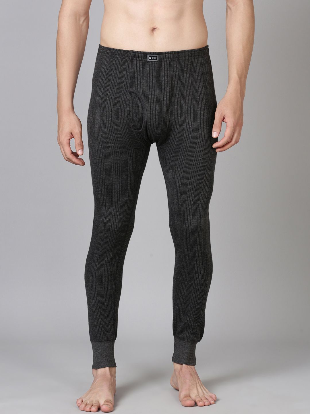 DIXCY SCOTT Men Ribbed Mid-Rise Thermal Bottoms