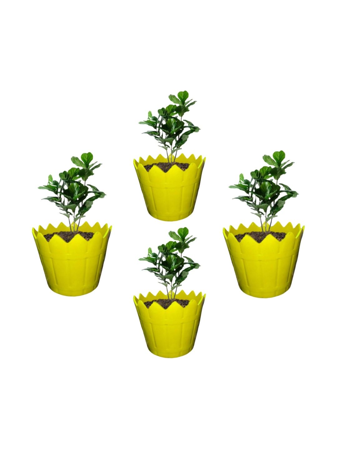 BLUEVISTA 4-Pcs Yellow Textured Fence Pot Planters