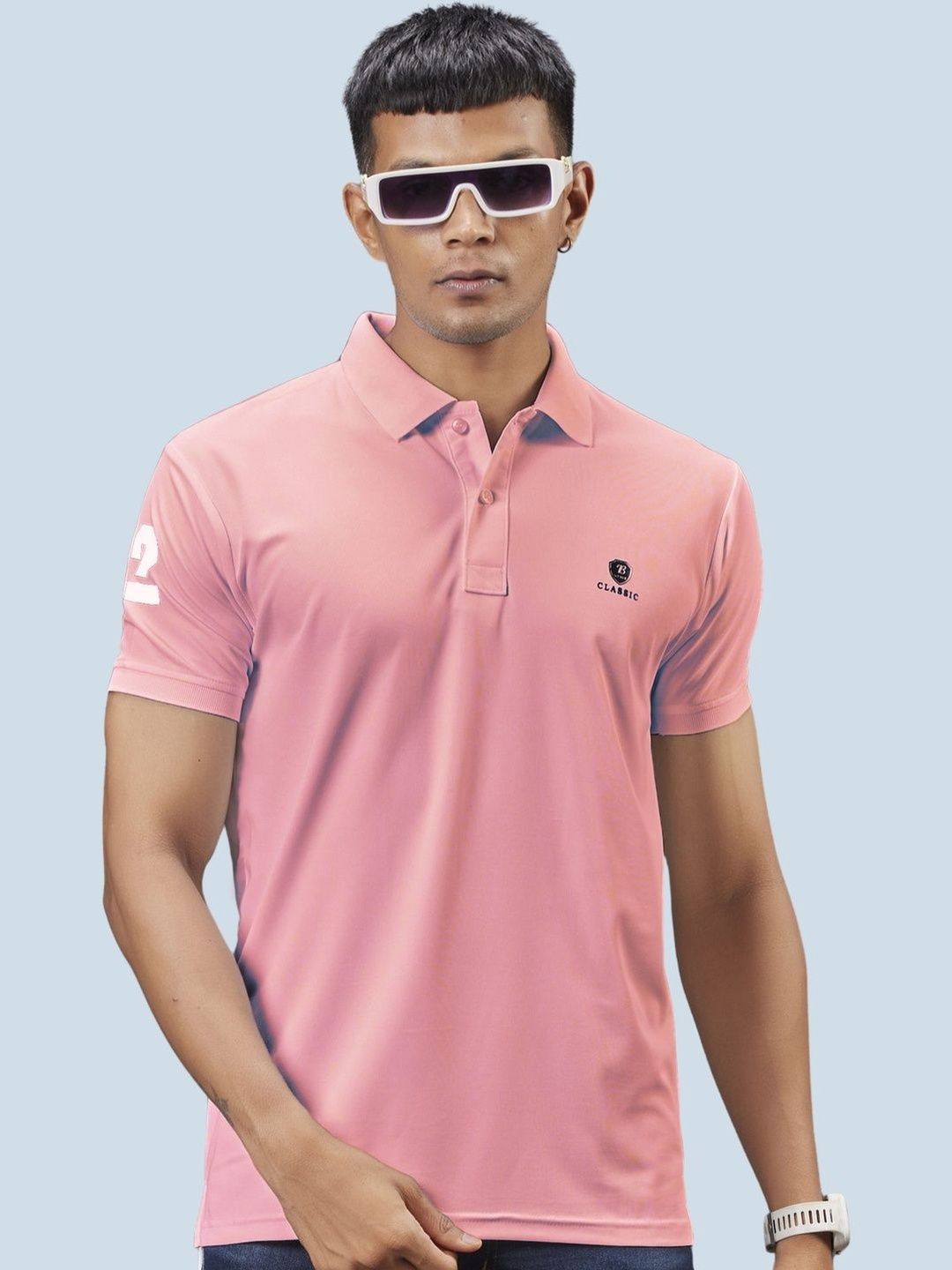 3BROS Men Brand Logo Polo Collar T-shirt