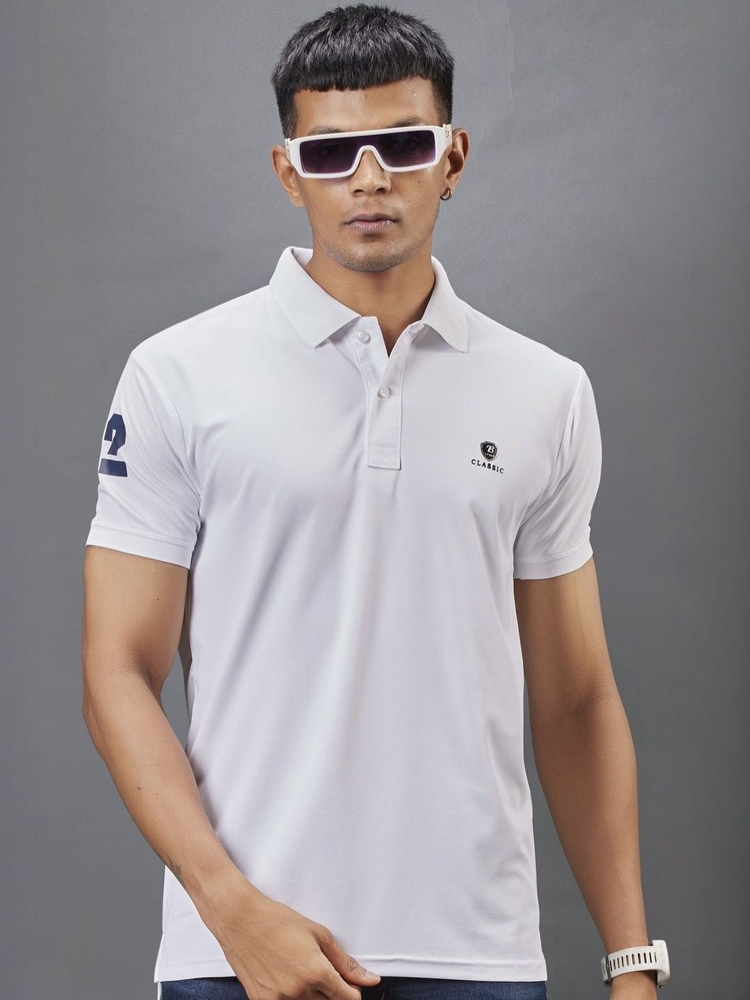 3BROS Men Brand Logo Polo Collar T-shirt