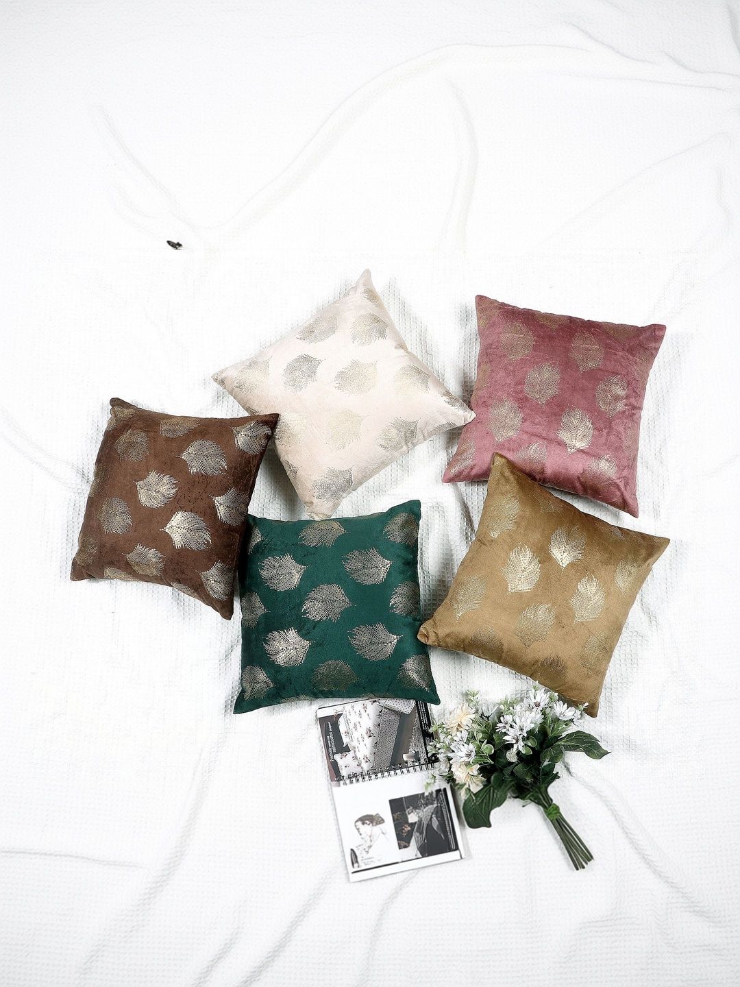 RD TREND RD TREND Multicolor Velvet 5 Pieces Square Cushion Covers-24x24 inch