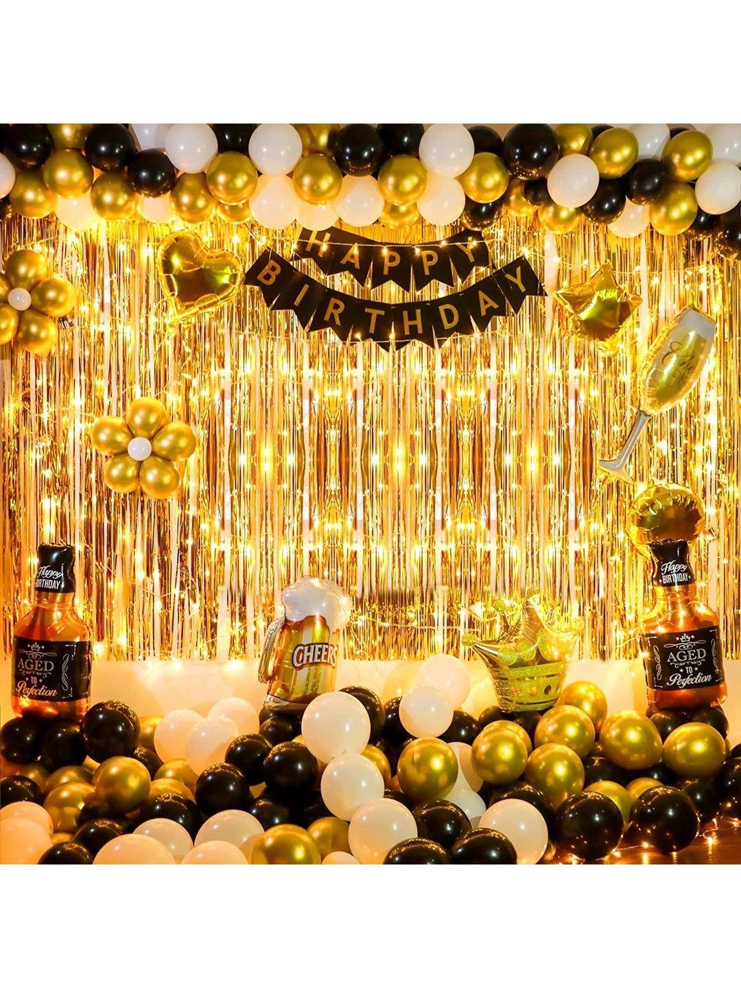 Bubble Trouble Black Happy Birthday Balloons & Banner Decorations
