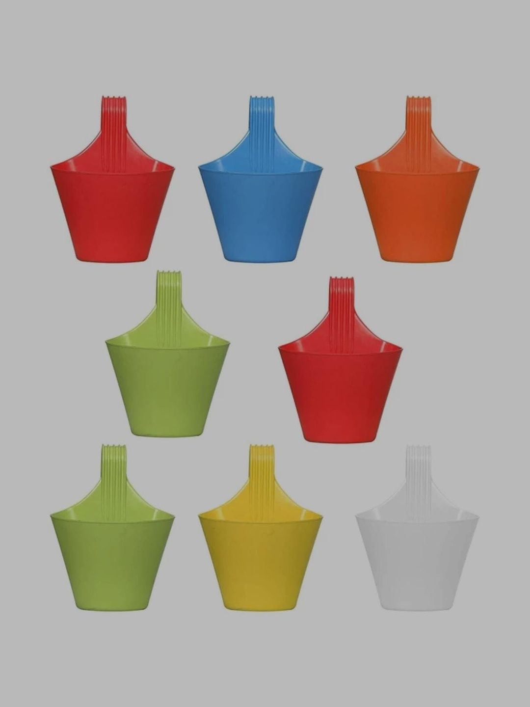 BLUEVISTA 8-Pcs White & Red Hook Hanging Pot Planters