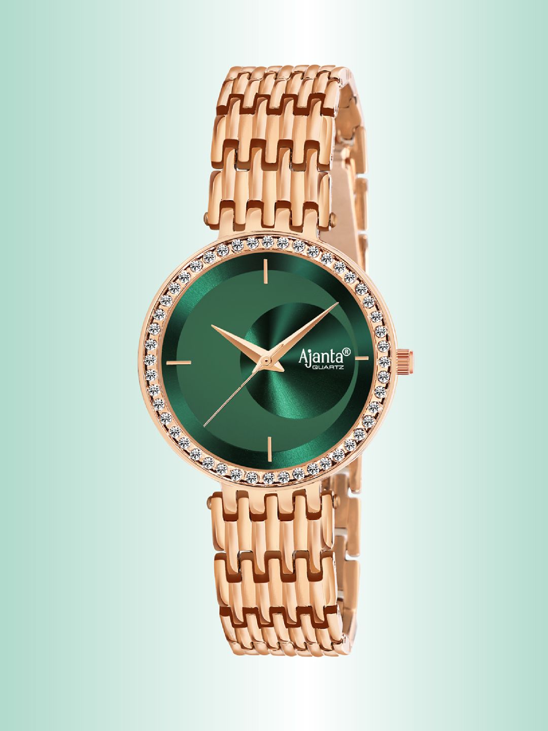 Ajanta Quartz Ajanta Quartz Women Brass Patterned Dial & Bracelet Style Straps Analogue Watch