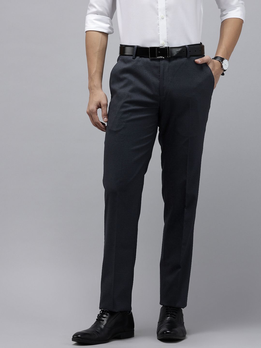 Arrow Men Striped Hudson Tailored Fit Formal Trousers