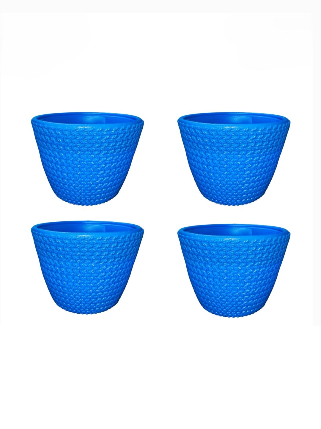 BLUEVISTA 4-Pcs Blue Textured Bail Pot Planters