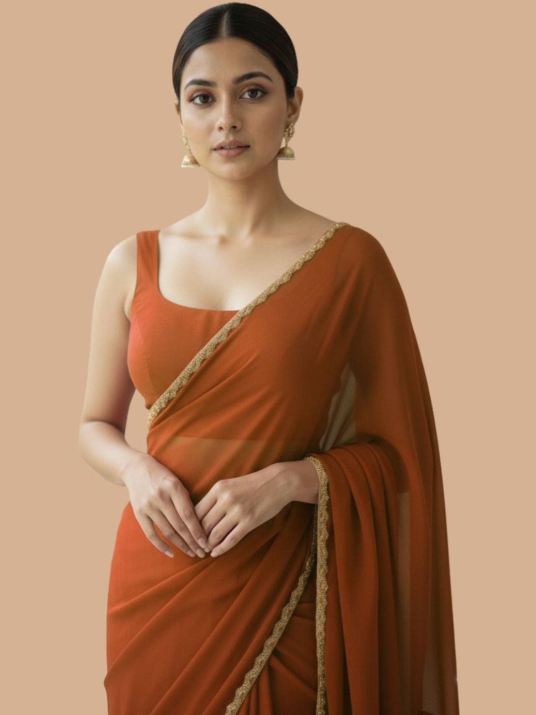 VEMEZ Beads and Stones Silk Blend Heavy Work Bomkai silk Saree