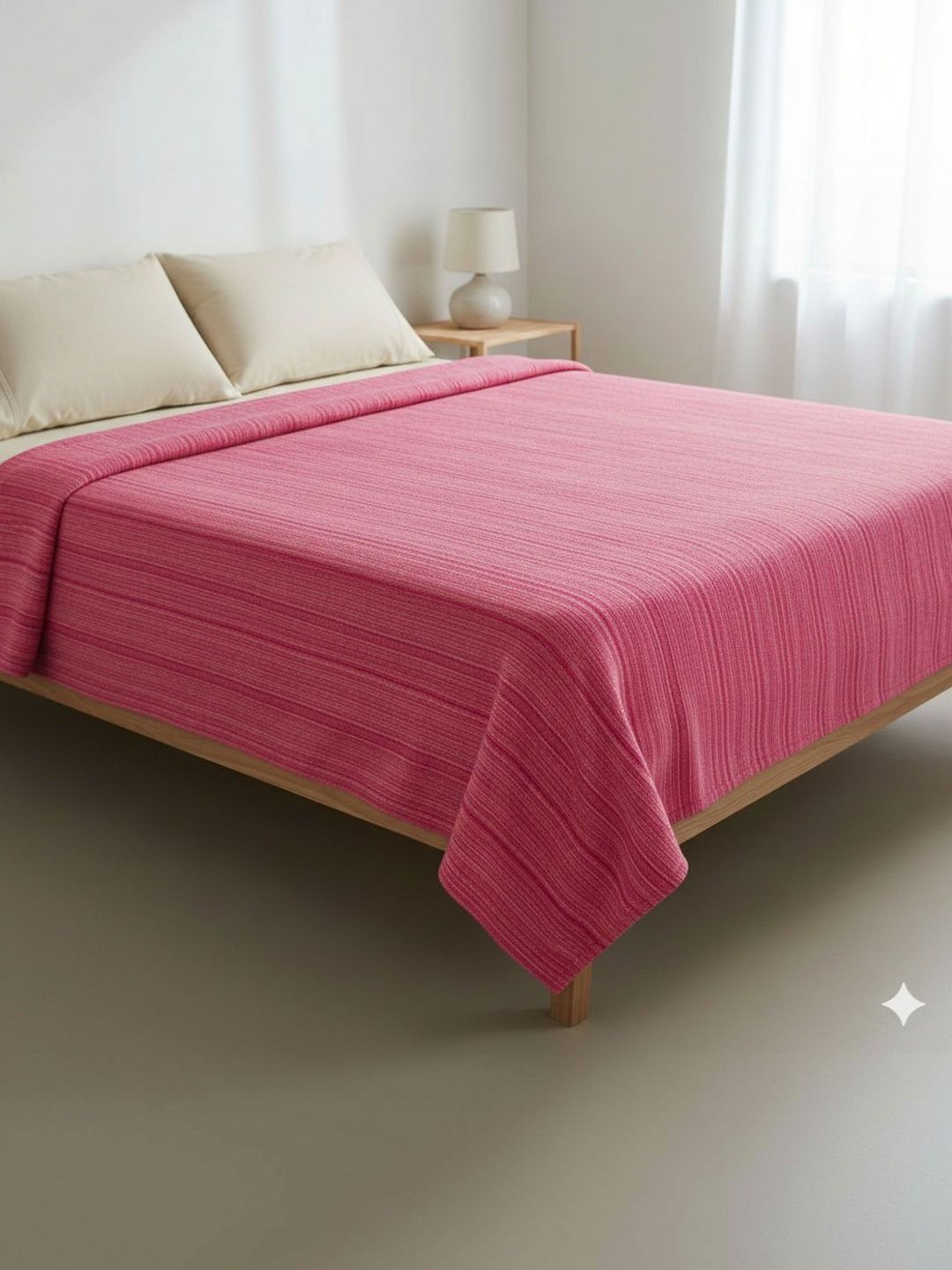 Tharunsha Elite Rose & Pink Striped AC Room 233 GSM Blanket