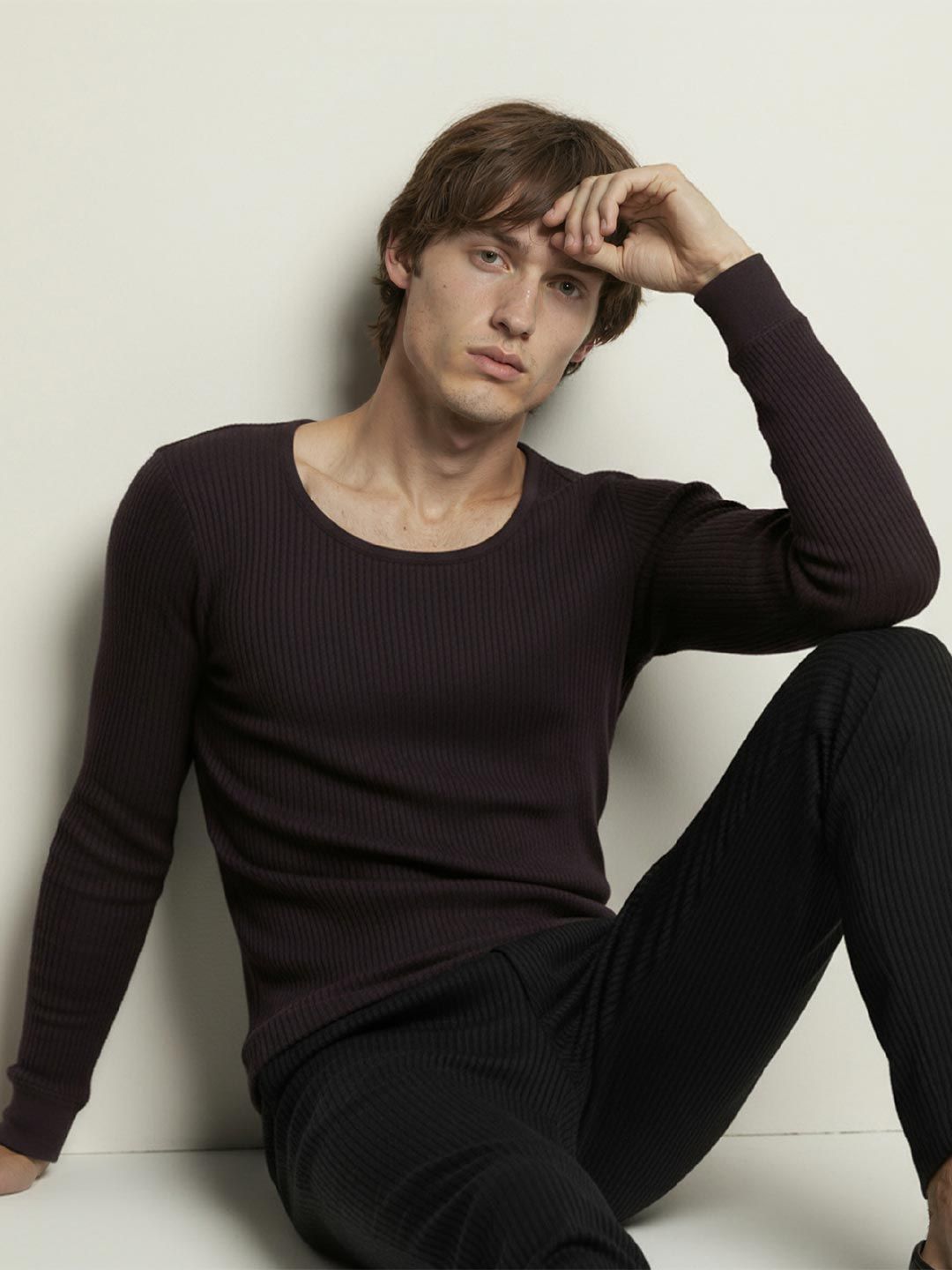 DAMENSCH Men Ribbed Round Neck Long Sleeve Thermal Top