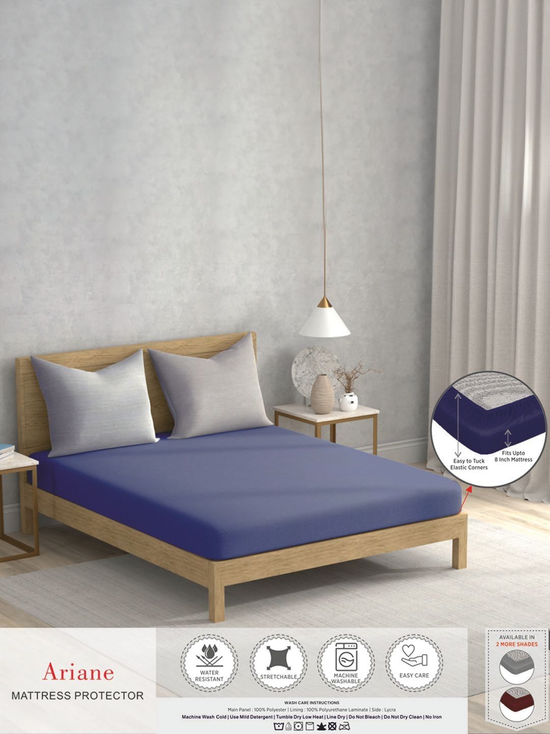 Raymond Home Raymond Home Navy Blue Polyester Water Resistant Mattress Protector