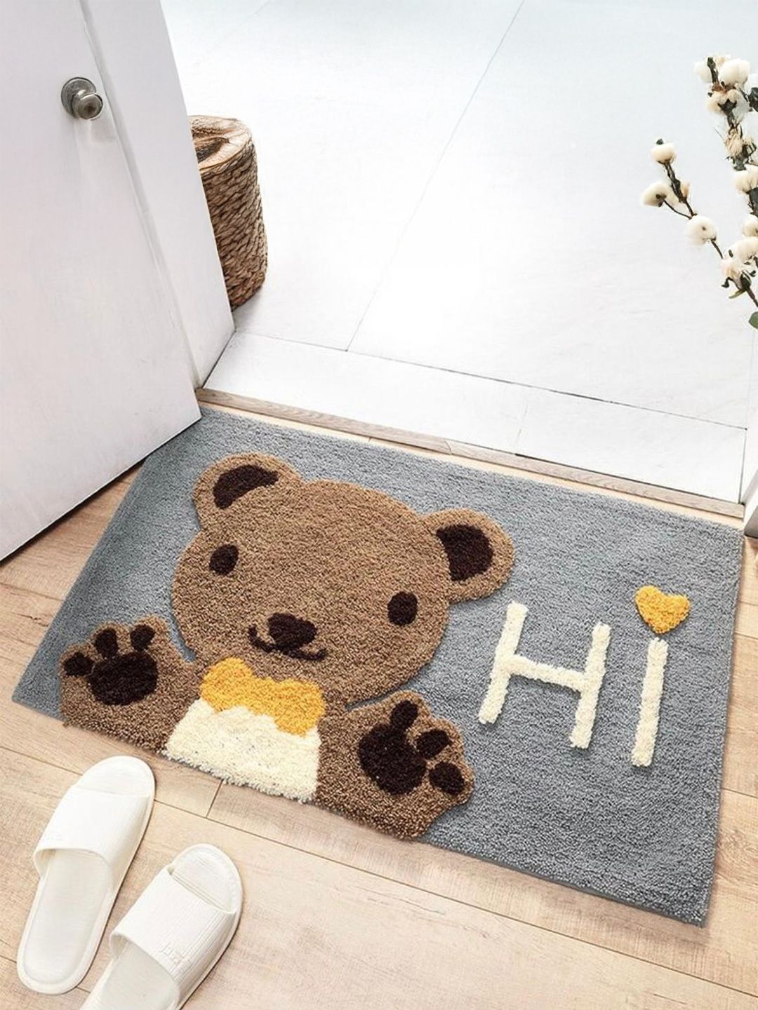 Homio Grey & Brown Self-Designed Anti-Skid Doormat