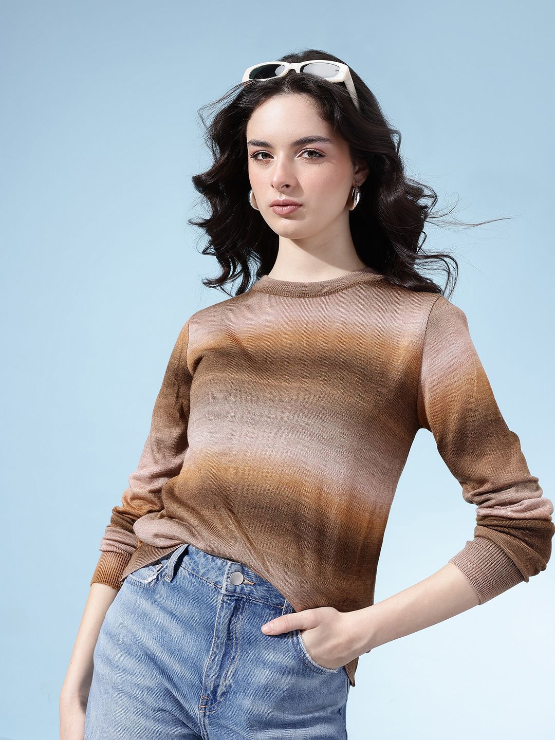 glitchez Ombre-Style Stripes Acrylic Pullover