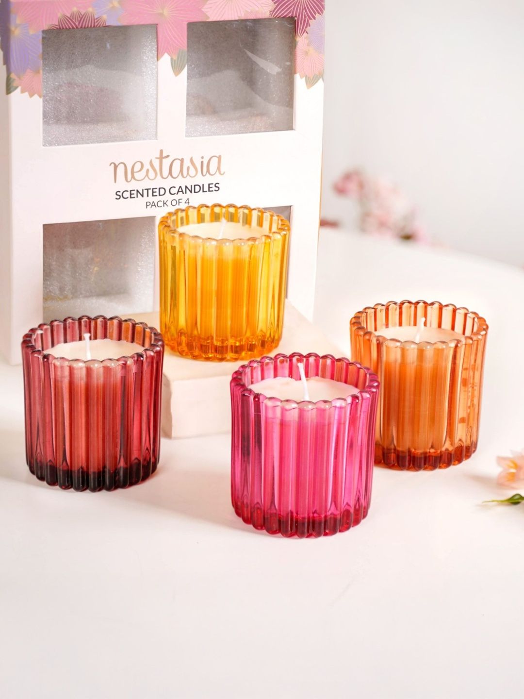 Nestasia Red & Yellow 4 pieces Jar Candle