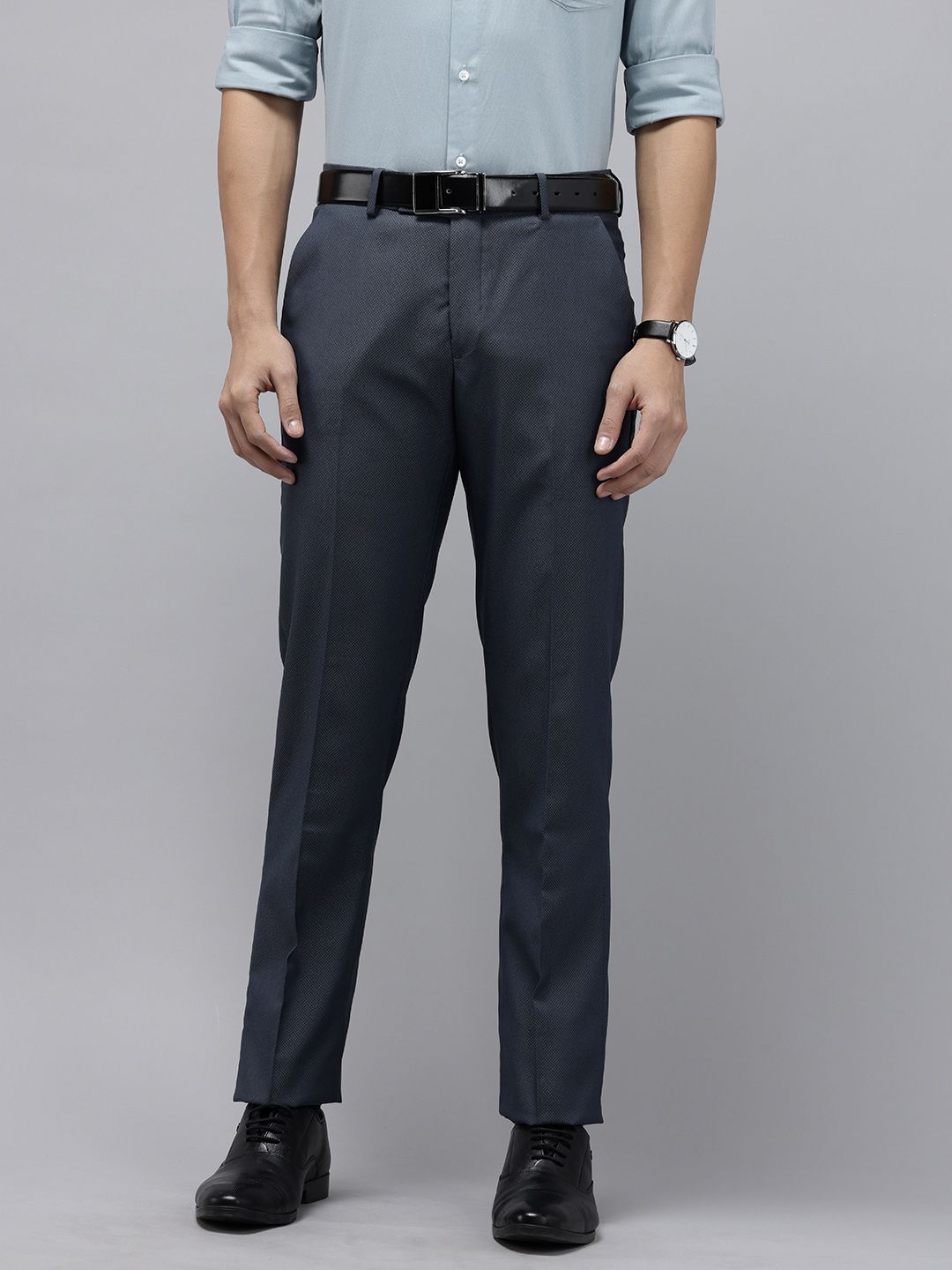 Arrow Men Tapered Fit Self Design Textured Formal Trousers