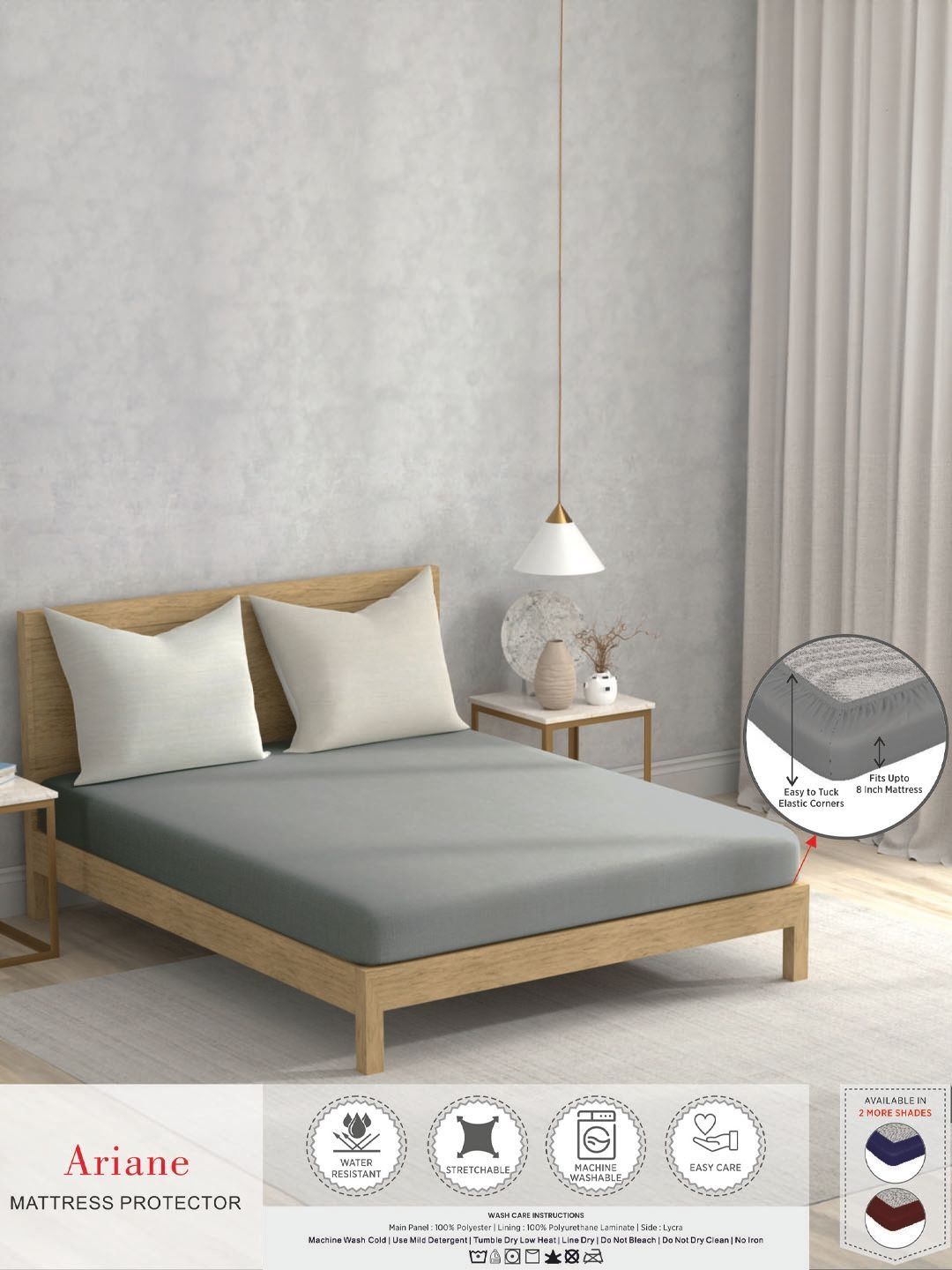 Raymond Home Raymond Home Grey Polyester Water Resistant Mattress Protector
